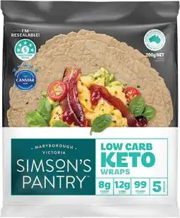 Coles Simson's Pantry Low Carb Keto Wraps 200g offer