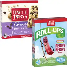 Coles Uncle Tobys Muesli Bars 145g-185g or Roll Ups 94g offer