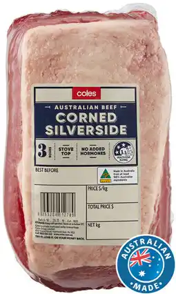 Coles Coles Australian No Added Hormones Beef Corned Silverside offer