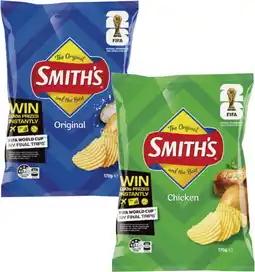 Coles Smith's Crinkle Cut Potato Chips-170g offer