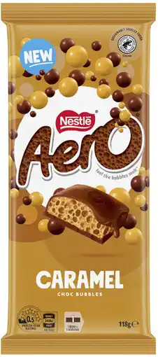 Coles NEW Nestlé Aero Caramel Block Chocolate offer