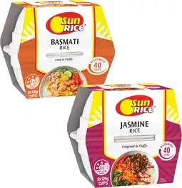 Coles Sunrice Microwave Plain Rice Twin Cups-250g offer