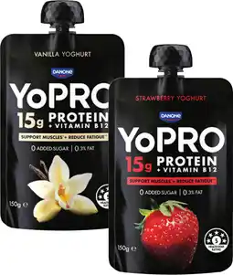 Coles YoPro High Protein Yoghurt Pouch No Sugar Added offer