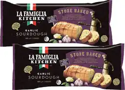 Coles La Famiglia Stone Baked Garlic Sourdough offer