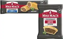 Coles Mrs Mac's Microwaveable Beef Pie or Sausage Roll 175g offer