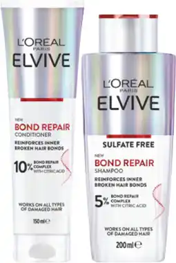 Coles L'Oréal Elvive Bond Repair Shampoo 200mL or Conditioner 150mL offer