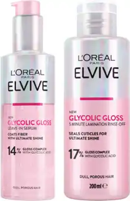 Coles L'Oréal Paris Elvive Glycolic Gloss 5 Minute Lamination 200mL or Leave-In Serum 150mL offer