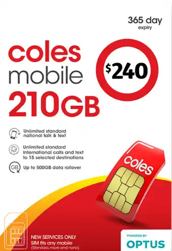 Coles Coles Mobile $240 Prepaid SIM offer