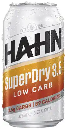 Coles Hahn Super Dry 3.5% Block Cans offer