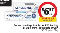 Coles Sensodyne Repair & Protect Whitening or Cool Mint Toothpaste offer