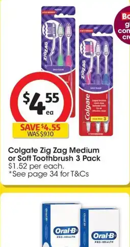 Coles Colgate Zig Zag Medium or Soft Toothbrush offer