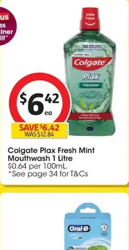 Coles Colgate Plax Fresh Mint Mouthwash offer