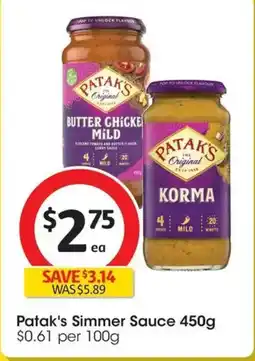 Coles Pataks Simmer Sauce offer