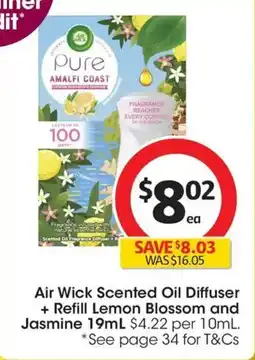 Coles Air Wick Scented Oil Diffuser + Refill Lemon Blossom and Jasmine offer