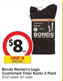 Coles Bonds Womens Logo Cushioned Crew Socks offer