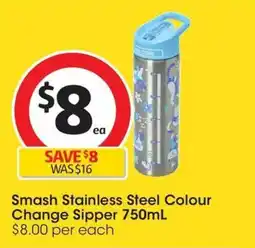 Coles Smash Stainless Steel Colour Change Sipper offer