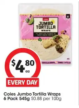 Coles Coles Jumbo Tortilla Wraps offer