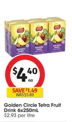 Coles Golden Circle Tetra Fruit Drink offer