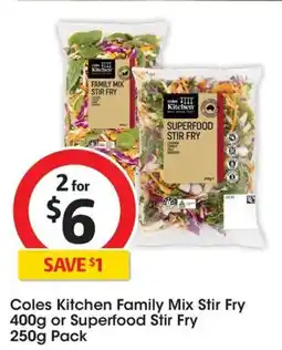 Coles Coles Kitchen Family Mix Stir Fry or Superfood Stir Fry Pack offer