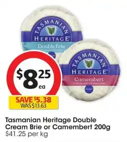 Coles Tasmanian Heritage Double Cream Brie or Camembert offer
