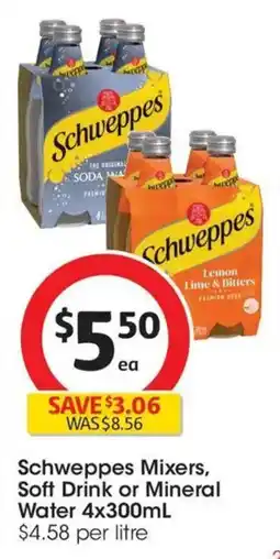 Coles Schweppes Mixers Soft Drink or Mineral Water offer