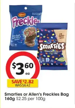 Coles Smarties or Allen's Freckles Bag offer