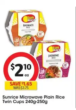 Coles Sunrice Microwave Plain Rice Twin Cups offer