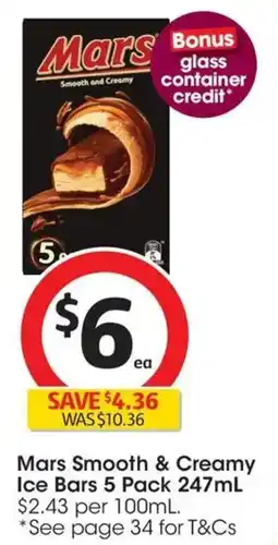 Coles Mars Smooth & Creamy Ice Bars offer