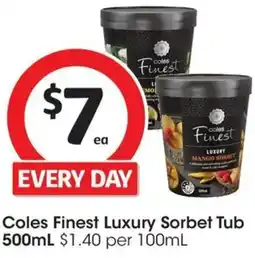 Coles Coles Finest Luxury Sorbet Tub offer