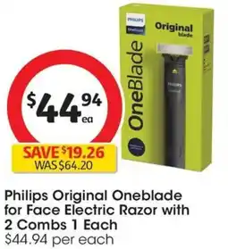 Coles Philips Original Oneblade for Face Electric Razor with 2 Combs offer