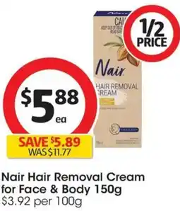 Coles Nair Hair Removal Cream for Face & Body offer