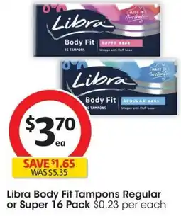 Coles Libra Body Fit Tampons Regular or Super offer