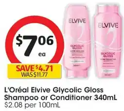 Coles L'Oréal Elvive Glycolic Gloss Shampoo or Conditioner offer