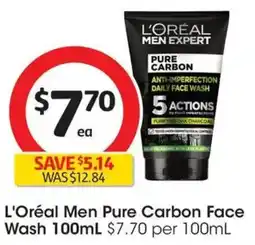 Coles L'Oréal Men Pure Carbon Face Wash offer