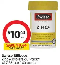 Coles Swisse Ultiboost Zinc+ Tablets offer