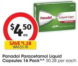 Coles Panadol Paracetamol Liquid Capsules offer