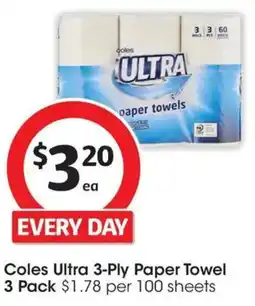 Coles Coles Ultra 3-Ply Paper Towel offer