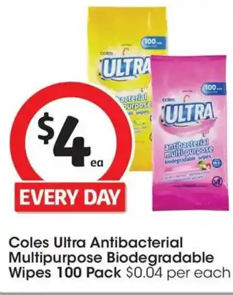 Coles Coles Ultra Antibacterial Multipurpose Biodegradable Wipes offer