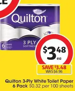 Coles Quilton 3-Ply White Toilet Paper offer
