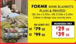 Lincraft Formr mink blankets plain & printed offer