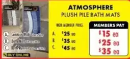 Lincraft Atmosphere plush pile bath mats offer
