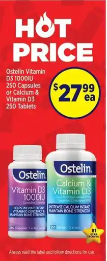 Star Discount Chemist Ostelin Vitamin D3 1000IU or Calcium & Vitamin D3 offer