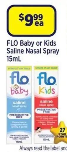 Star Discount Chemist FLO Baby or Kids Saline Nasal Spray offer
