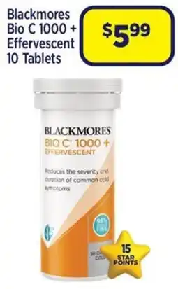 Star Discount Chemist Blackmores Bio C 1000+ Effervescent 10 Tablets offer