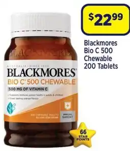 Star Discount Chemist Blackmoresbio c 500 Chewable 200 tablets offer