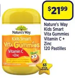 Star Discount Chemist Nature's Way Kids Smart Vita Gummies Vitamin C+Zinc 120 Pastilles offer