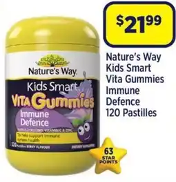 Star Discount Chemist Nature's Way Kids Smart Vita Gummies Immune Defence 120 Pastilles offer