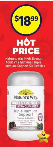 Star Discount Chemist Nature's Way High Strength Adult Vita Gummies Triple Immune Support 50 Pastilles offer