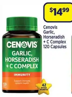 Star Discount Chemist Cenovis Garlic, Horseradish + C Complex 120 Capsules offer
