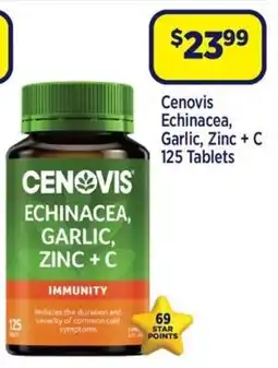 Star Discount Chemist Cenovis Echinacea, Garlic, Zinc+ C 125 Tablets offer
